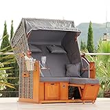 DERKORB Strandkorb 2 Sitzer Ostsee XXL Volllieger, fertig montiert mit Rollen,...