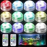GAOUTO 12 Stück RGB Mehrfarbige LED Unterwasserlicht Mit Fernbedienung,...