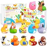 SCIONE 12 Stück Tierische Badeenten Set - Niedliche Gummienten für Kinder,...