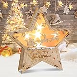Aragallant LED Dekoleuchte Stern aus Holz, Weihnachtsstern Beleuchtung...
