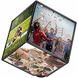 GOODS+GADGETS Drehender Fotowürfel für 6 Fotos schwebender Bilderwürfel...