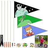 BOBISHE Fahrradfahne für Kinder, 3 Stück Sicherheitswimpel Kinderfahrrad...