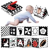 URMYWO Kontrastbuch Baby, Schwarz Weiß Doppelseitig Baby Stoffbuch, Soft...