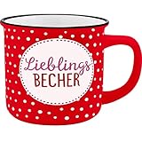 GRUSS & CO Becher Motiv 'Lieblingsbecher' | New Bone China Porzellan,...