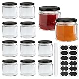 ASSRECT 12 Stück 150ml Marmeladengläser mit Schraubdeckel, Luftdicht &...