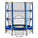 HOMCOM Trampolin für Kinder Ø140 cm Fitness-Trampolin mit Sicherheitsnetz...