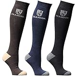 Pramoda 3 Paar Damen Baumwoll Reitsocken Schwarz - Navy Blau - Braun (36-40)