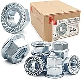 Sperrzahnmutter M8-1Kg (ca.150 Stk.) verzinkter Stahl Flanschmutter DIN 6923...