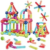 AOUVT 64 Pcs Magnetische Bausteine Spielzeug, 3D Konstruktions Spielzeug,...