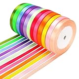 Dooozy Satinband Bänder, 12 Farben 10mm 22m Geschenkband Schleifenband für...