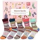 Airabc 5 Paar Thermosocken Damen, Wollsocken, Warme Wintersocken Damen, Dicke...