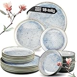 Moritz & Moritz TERRA 18-tlg Geschirrset 6 Personen - Teller Set in strahlendem...