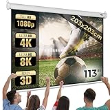 Jago® Leinwand Beamer - 1:1, 4:3, 16:9, HD 4K 3D, Rollo, Manuell Ausziehbar,...