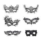 OVISEEN 6 Stück Damen Spitze Maske, Venezianische Maske Sexy Lace Maske Schwarz...