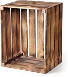 PINEEA Holzkiste Groß - Obstkiste Holz - Deko Weinkiste - 1 Stück Geflammt...