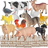 BUYGER Bauernhof Tiere Figuren Spielzeug Set ab 3 + Jahre, Groß und Mini...