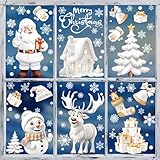 Wondsea 190pcs Fensterbilder Weihnachten,Selbstklebend Weihnachtsfensterbilder...