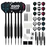 KOTO - Steel Tip Darts Set Inkl. 90 Stück Zubehör: 2 Sets Stahlspitzen, 6 Sets...