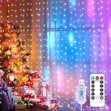 Yizhet Lichtervorhang 3x3m LED Lichterkette LED Lichterkettenvorhang mit 8 Modi,...