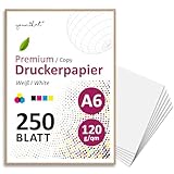 younikat DIN A6 Premium Kopierpapier I 120 g/m² I 250 Blatt in weiß I Papier...
