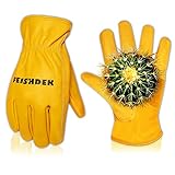 FEISHDEK Leder Handschuhe Arbeitshandschuhe Herren Gartenhandschuhe Dornenfest...