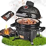 GLAMPmania Keramikgrill Kamado Grill SET für 2 Personen - Smoker Grill I...