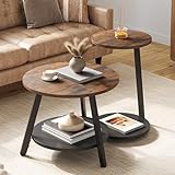 YITAHOME 2er Set Couchtisch Set Rund, Wohnzimmertisch mit Stauraum,...