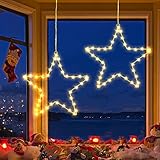 PhilzOps Fenster Weihnachtsbeleuchtung, 2 Stück 40 LED Sterne...