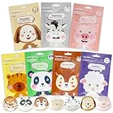 7 Stück Tuchmasken Gesicht Kinder mit Tiermotiv, Gesichtsmaske Kinder Mädchen,...