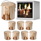 8 Stück - Schwedenfeuer ohne Rinde - Ø 12-15 cm, 15 cm hoch - Baumstammfackel,...