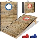 NZQXJXZ Cornhole Spiel Outdoor, 60 x 30 cm Massivholz Premium Corn Hole Boards...