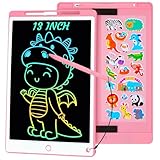 Damcyer LCD Schreibtafel, 13 Zoll LCD Schreibtafel Kinder Tablet für Kinder, Grafiktablett mit Bildschirmlöschtaste und Sperrschalter,Grafiktablett für Spiele für 2 3 4 5 6 7 Jahre alt, Rosa