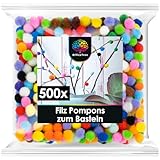 OfficeTree 500 Bunte Pompons zum Basteln 10mm - Filzkugeln Bunt Klein - Mini...