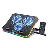 TECKNET Laptop Kühler 9-17 Zoll mit RGB Beleuchtung, Leise Notebook Belüfteter...