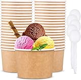 LATERN 50 Stück Eisbecher aus Papier mit 50 Stück Löffel, 12oz /360ml Einweg...