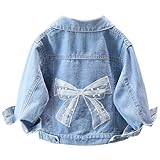 SXSHUN Kinder Jeansjacke Mädchen Jeans Jacke mit Bestickten Blumen Denim Jacket...
