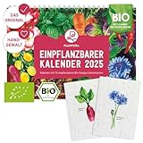 Plantura Einpflanzbarer Kalender 2025, A5-Format, Bio-Saatgut-Kalender mit 12...