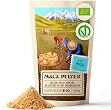 NaturaleBio Maca Pulver Bio 400g. Gelbes Wurzelpulver aus Peru. Gelatiniert, Bio...