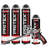 PRITEX – Bauschaum Set 3 x 750 ml Pistolenschaum inkl. Pistolenreiniger 500 ml...