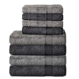 Komfortec 8er Handtuch Set aus 100% Baumwolle, 4 Badetücher 70x140 und 4...
