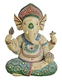 TEMPELWELT® Deko Figur Ganesha vierarmig 23 cm, Polystein Mehrfarbig,...