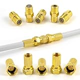 10x F-Stecker, 5x F-Verbinder, Vergoldet, Sat Kabel Verbinder, Koaxialkabel...