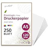 younikat DIN A5 Kopierpapier I 120 g/m² I 250 Blatt in weiß I Papier Blanko...