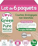 Love & Green Pure Nature Öko-Windeln, ungebleicht, T4+ x 35 (9-20 kg), 210...