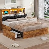 AOGLLATI Bett 140×200 cm, Polsterbett mit Ladestation und LED-Beleuchtung,...