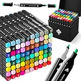 ZENO 80 Alkohol Marker Set – Twin Marker mit Brush- & Feiner Spitze, Alkohol...