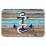Ulord Seemännischer Anker mit Seil auf rustikalem Holz Badezimmerteppiche 60 x...