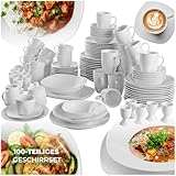 tectake® Geschirrset 12 Personen, Porzellan Geschirr Set 100tlg, u.a. 12x...