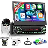 VECHTEL DAB/DAB+ Autoradio Carplay Android Auto Wireless mit 7 Zoll elektrisch...