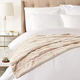 Amazon Basics Kunstfell-Überwurf Kuscheldecke, Nicht beheizt, Elfenbein, 150 x...